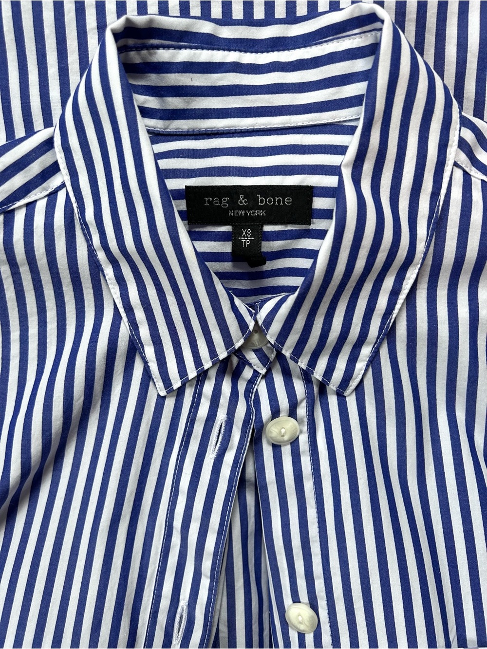 Rag & Bone oversized Maxine Poplin Blue White Stripe Button Up Shirt Sz XS - Picture 5 of 11